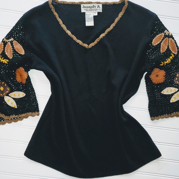 Sweaters - 💎 Vintage Hand Embroidered Top by JOSEPH A.